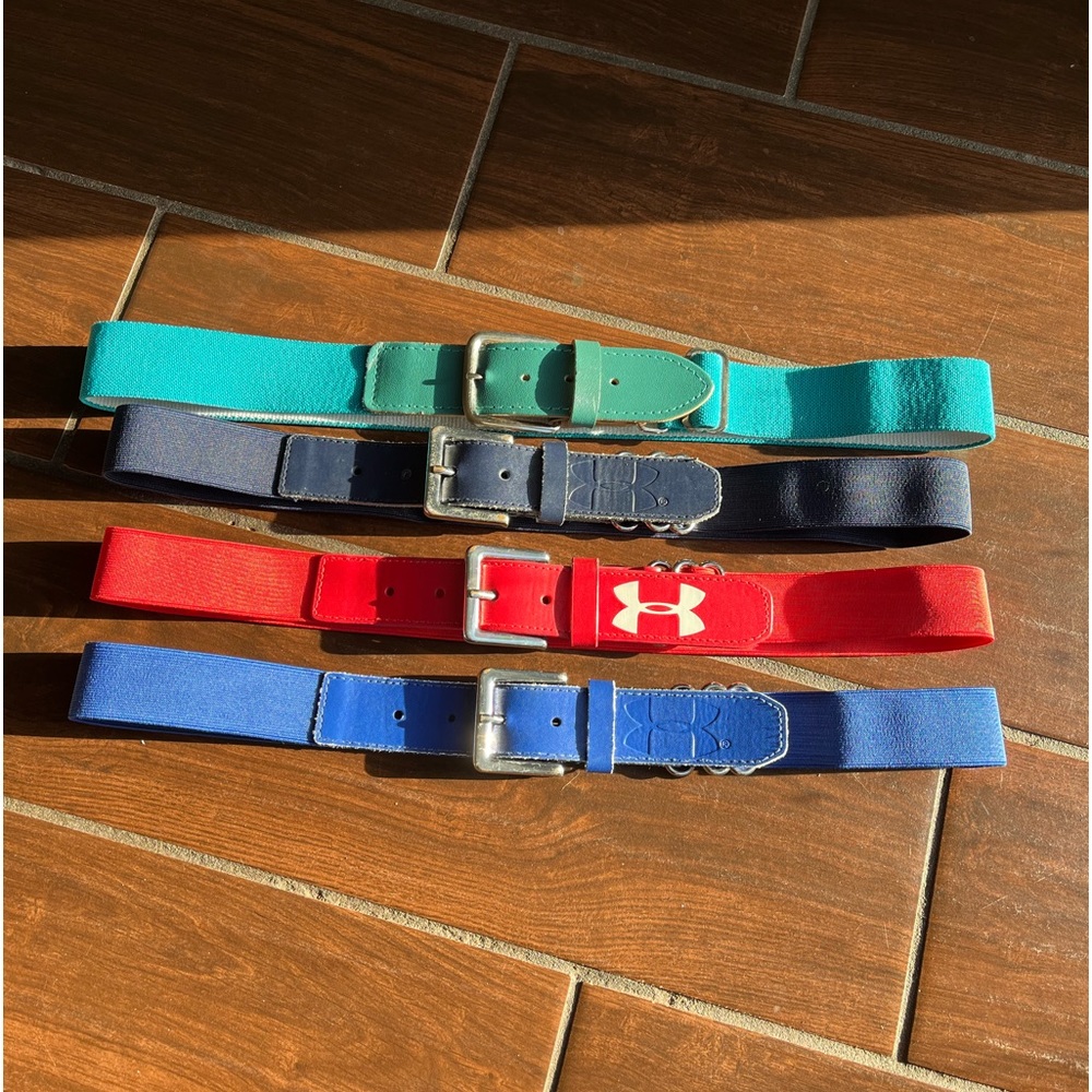 Under Amour and TCK Red, Light Blue, Navy Blue and Teal Big Kids Baseball Belts
